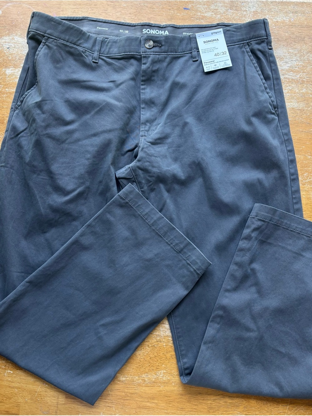 SONOMA Men's Straight Chinos in Dark Gray NWT size 40 X 32